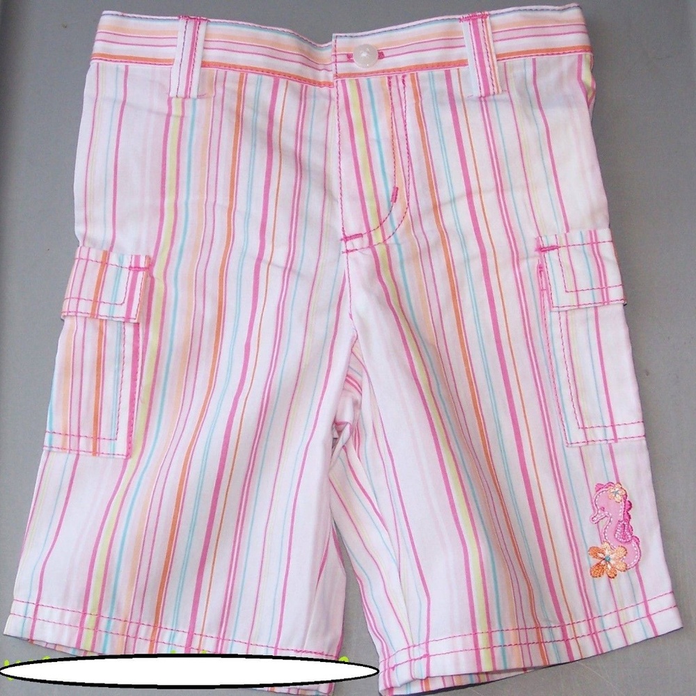 CARTER'S Pink White Striped CAPRI Shorts SEAHORSE